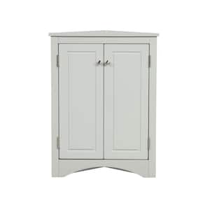 17 in. W x 17 in. D x 32 in. H Gray Wood Linen Cabinet With Adjustable Shelves