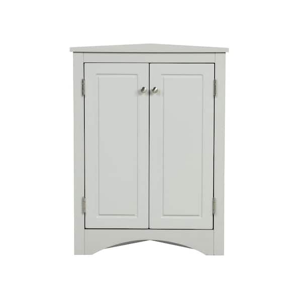 17 in. W x 17 in. D x 32 in. H Gray Wood Linen Cabinet With Adjustable Shelves