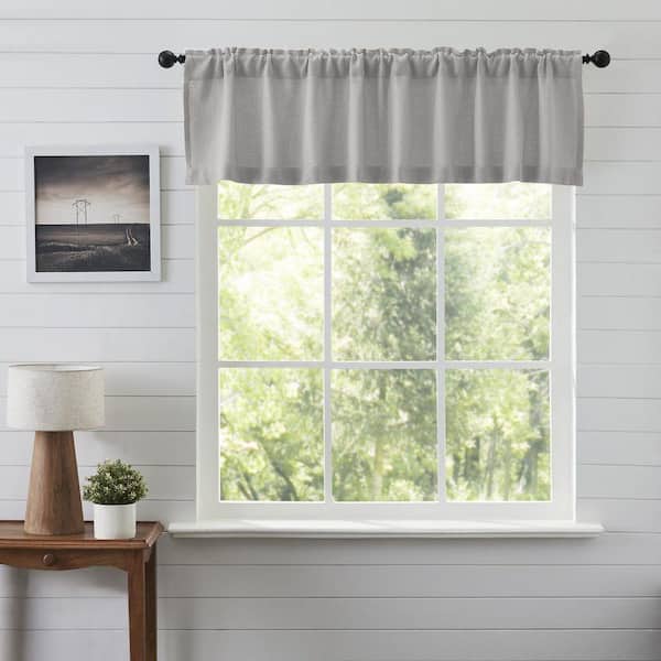 Burlap 72 in. L x 16 in. W Cotton Valance in Dove Grey