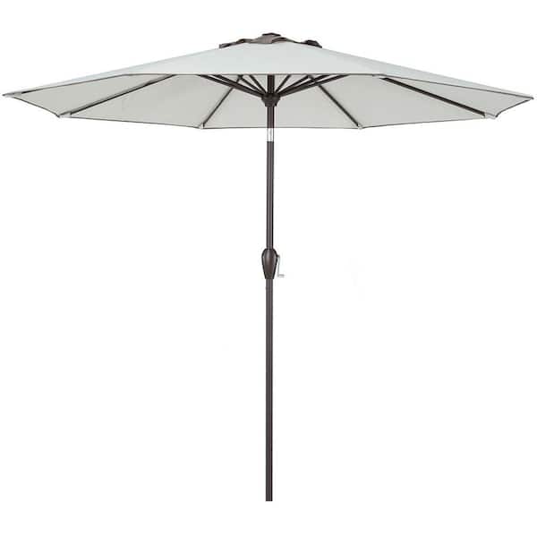 PolyTeak 9 ft., 100% Polyester Market Water Repellent UV Fade Resistant Outdoor Umbrella in Beige Greige
