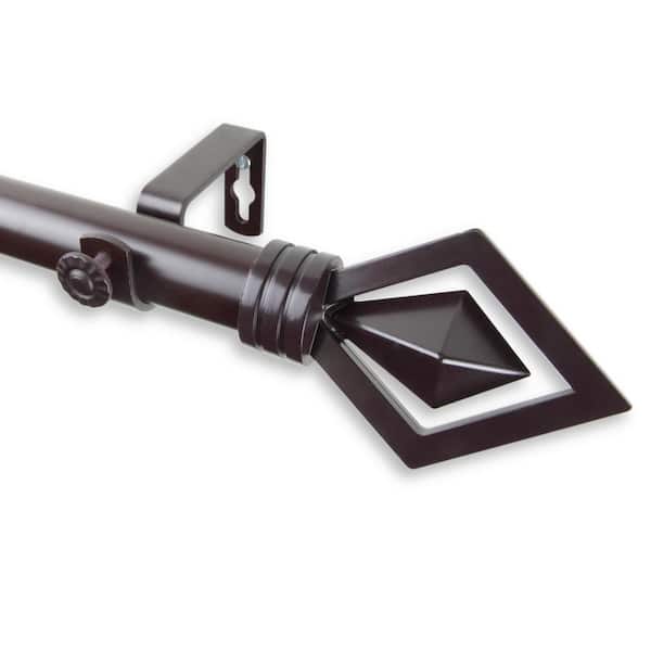 Rod Desyne Lenore 160 in. - 240 in. Adjustable 1 in. Dia Single Curtain Rod in Mahogany
