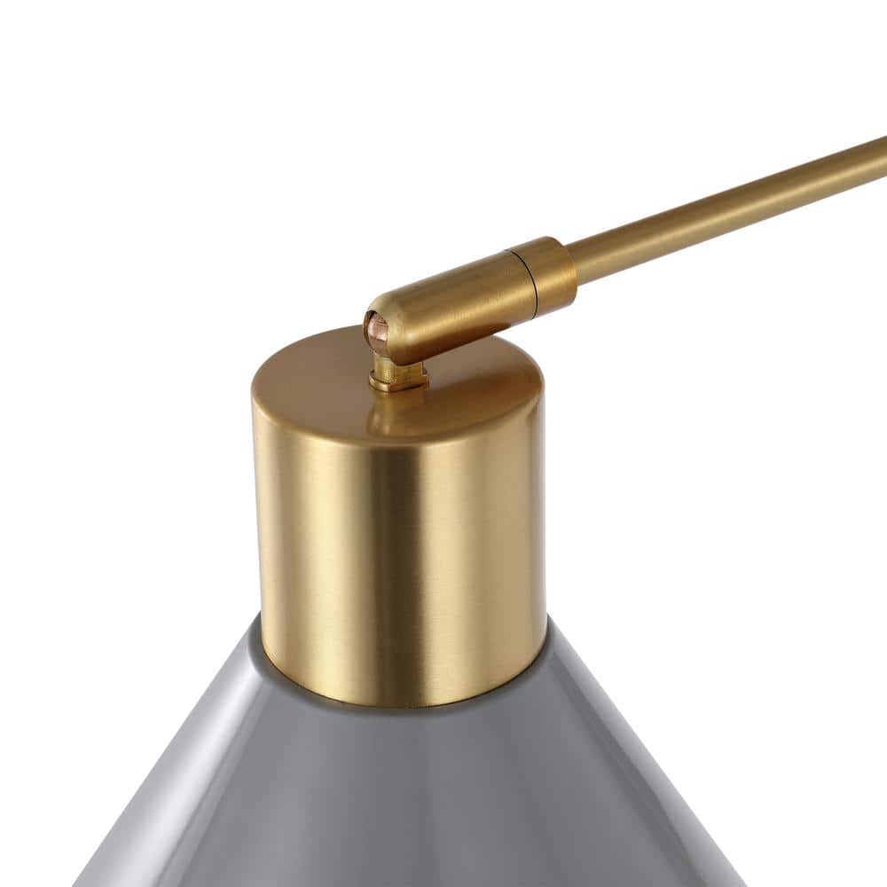 Max 20.5" Gray and Brass Gold Iron Swing Arm Sconce with USB Port