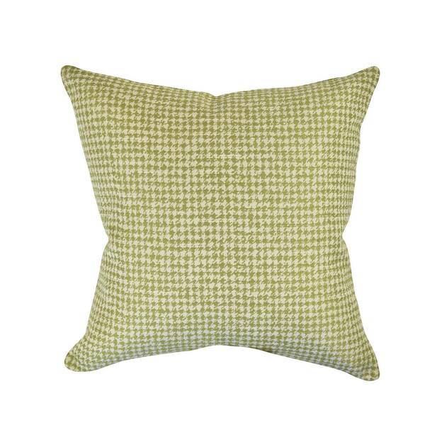 Vesper Lane Houndstooth Green Geometric 18 in. x 18 in. Throw Pillow