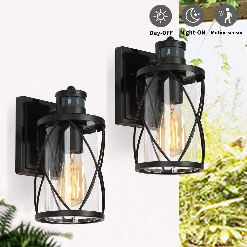 Uolfin Modern Black Drum Outdoor Wall Light TORA 1-Light Motion