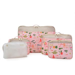 5-Piece Tropical Pink Cloverland Packing Cubes Set