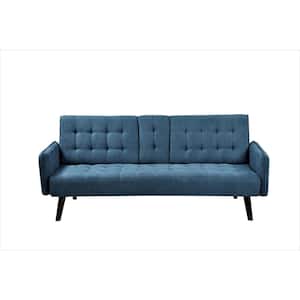 Payne 72 in. Blue Fabric 2-Seater Twin Sleeper Convertible Sofa Bed with Tapered Legs