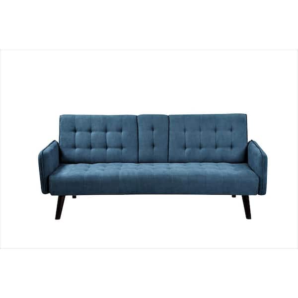 US Pride Furniture Payne 72 in. Blue Fabric 2-Seater Twin Sleeper Convertible Sofa Bed with Tapered Legs