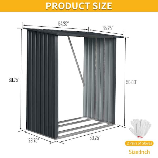 Unbranded - Black 59 in. W Heavy Duty Outdoor Meta Firewood Rack for Firewood and Lumber Storage