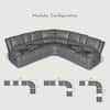 Ellesophas 109 in. 7 Pieces Modular Modern Contemporary Faux Leather Manual Recliner Sectional Sofa in. Gray HD-5121-03B2