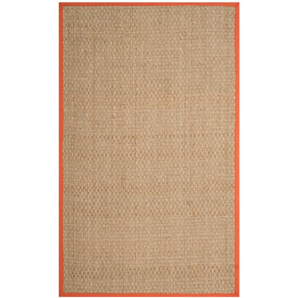 SAFAVIEH Natural Fiber Natural/Rust 6 ft. x 9 ft. Border Woven Area Rug