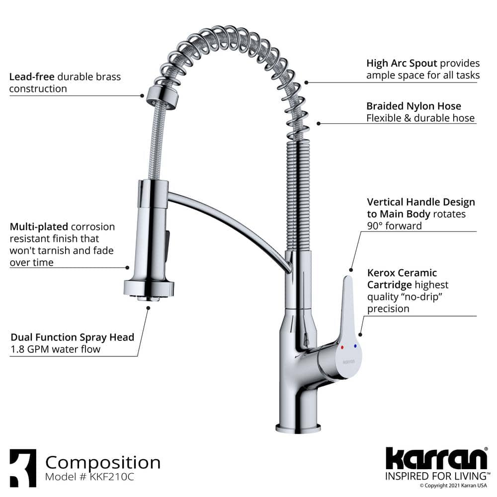 Chrome Single-Handle Pull-Down Sprayer Kitchen Faucet