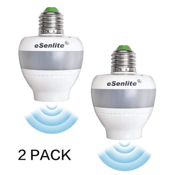 LED CFL Bulb Lamp Sockets of Motion Activated Radar Sensor Dusk to Dawn Dimmable for most Light Fixtures (2-Pack)
