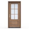 JELD-WEN 36 in. x 80 in. 1-Panel Right Hand Inswing 6-Lite Clear Warm Toffee Fiberglass Prehung Front Door with Brickmould AC-607-RP-SD6-WT-RH