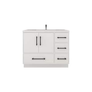 Victoria 42 in. W x 20 in. D x 35 in. H Single Sink Freestanding Bath Vanity in Gloss White with White Acrylic Top