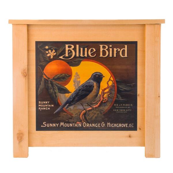 Butler Art and Design 15 in. x 15 in. Deluxe Cedar Planter Box with Blue Bird Art