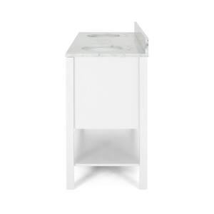 Jaeden 72 in. W x 22 in. D Bath Vanity with Carrara Marble Vanity Top in White with White Basin