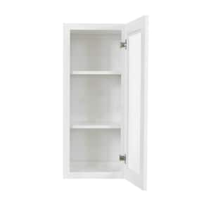 Lancaster White Plywood Shaker Stock Assembled Wall Glass Door Kitchen Cabinet 12 in. W x 36 in. H x 12 in. D