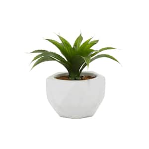 10 in. H Agave Artificial Plant with Realistic Leaves and White Ceramic Pot