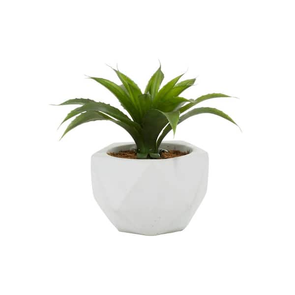 Litton Lane 10 in. H Agave Artificial Plant with Realistic Leaves and White Ceramic Pot