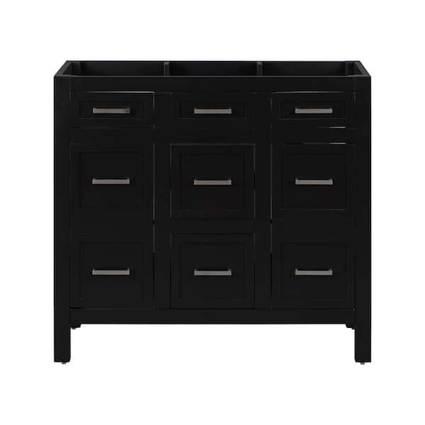 35.4 in. W x 17.8 in. D x 33 in. H Wood Bath Vanity Cabinet without Top in Black