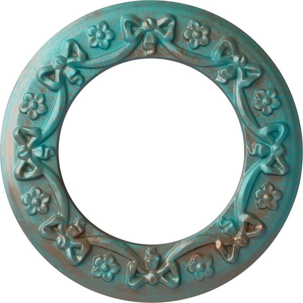 7/8 in. x 12-1/4 in. x 12-1/4 in. Polyurethane Ribbon with Bow Ceiling Medallion, Copper Green Patina price history on PriceWatchPro