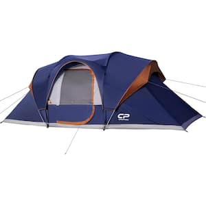 9-Person Camping Tents, 2 Room Water Resistant Family Tent with Top Rainfly, 4 Large Mesh Windows, Easy Set Up(Blue)