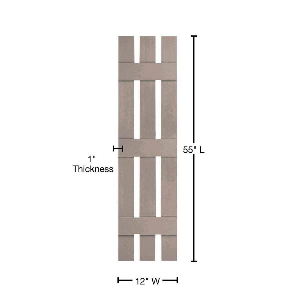 Clay 12" x 55" Vinyl Board and Batten Shutters with Hardware