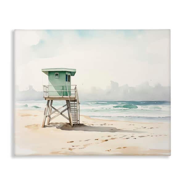 Stupell Industries Summer Lifeguard Stand by Arlington Prints Unframed Coastal Graphic Art Print 16 in. x 20 in.