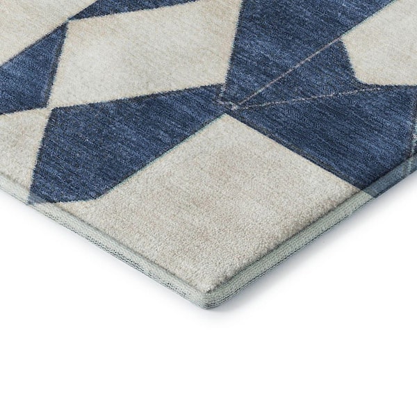 Mayfield Premium Machine Washable Abstract AMF2181 Blue 2 ft. x 7 ft. Runner Rug