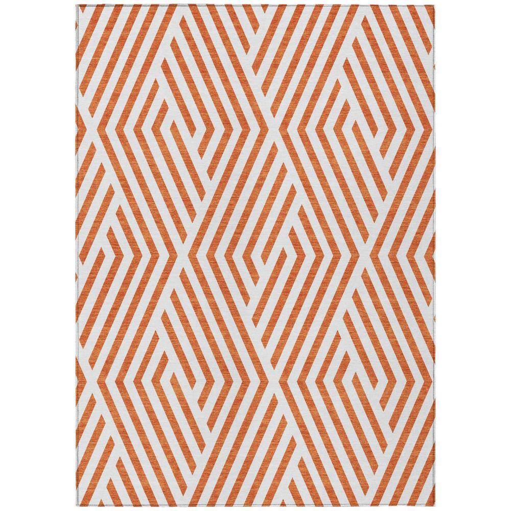 Orange and White 8 ft. x 10 ft. Woven Geometric Rectangle Indoor/Outdoor Area Rug price history on PriceWatchPro