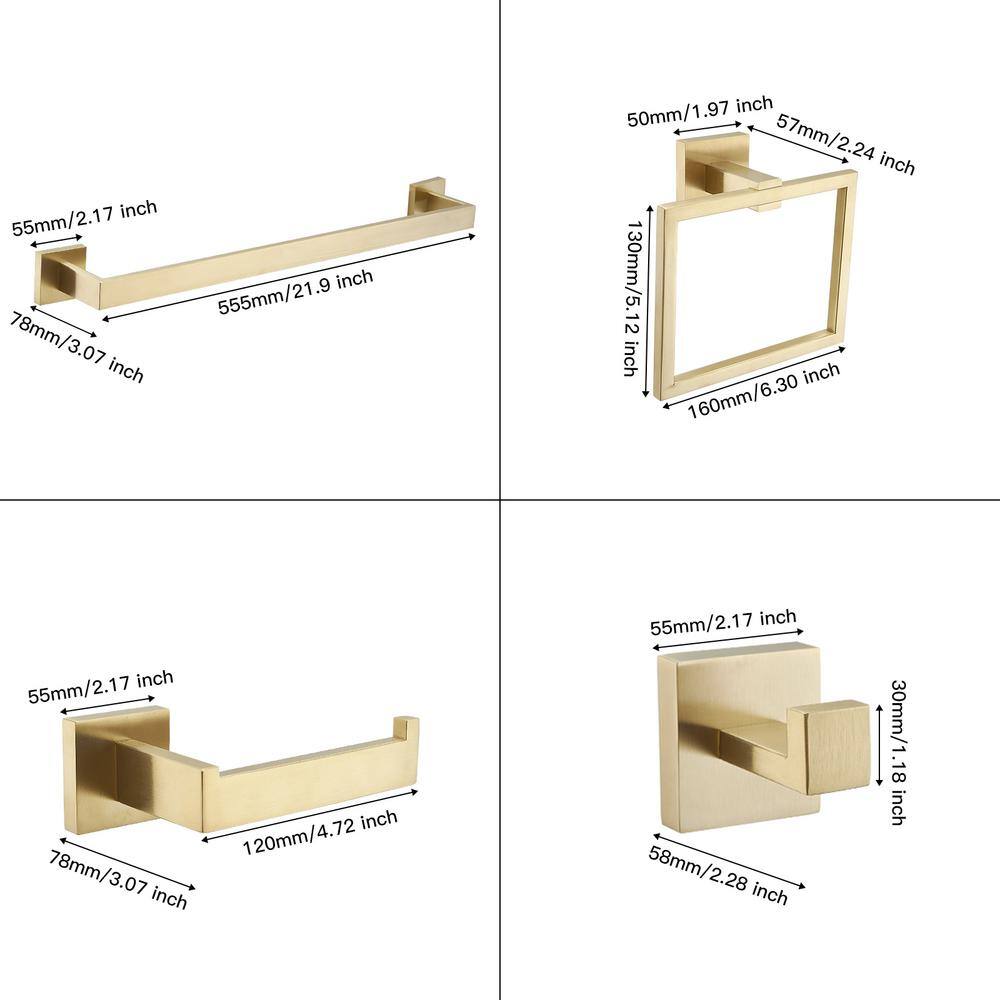 Gold Stainless Steel 5-Piece Bathroom Hardware Set