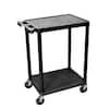 Luxor STC 24 in. W x 18 in. D Flat 2-Shelf Utility Cart - Black STC22-B ...