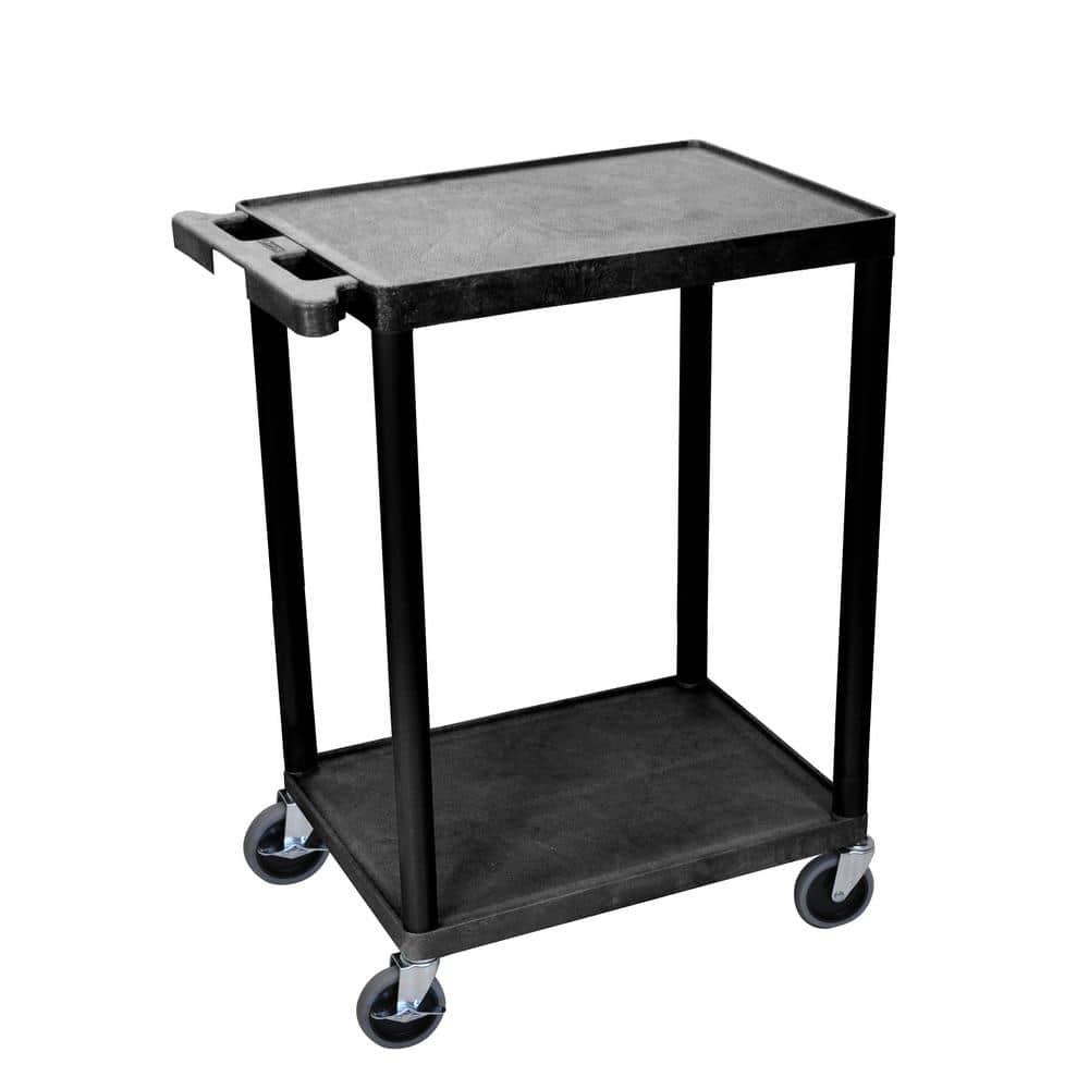 STC 24 in. W x 18 in. D Flat 2-Shelf Utility Cart - Black