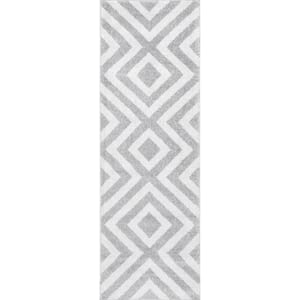 Zadie Geometric Light Gray 2 ft. x 6 ft. Runner Rug