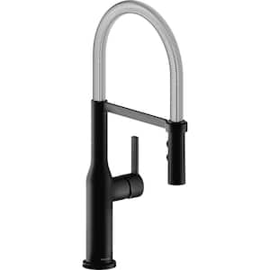 Avado Single-Handle Pull-Down Sprayer Kitchen Faucet with Semi-Professional Spout in Matte Black and Chrome
