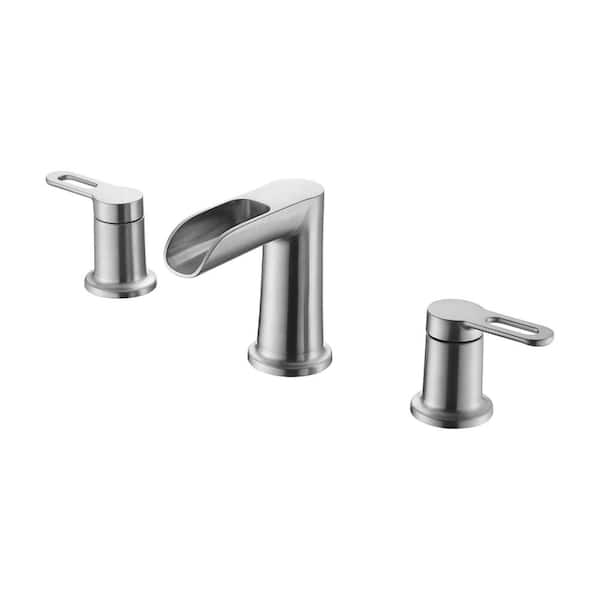 LUXIER Waterfall 8 in. Widespread 2-Handle Bathroom Faucet in Brushed Nickel