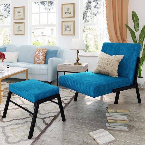 Blue Velvet Upholstered Accent Chair