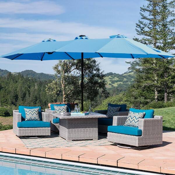extra large rectangle patio umbrella FIM Flexy Aluminum 8' x 16' Rectangular Offset Canopy Size HOOOWOOO Extra-Large 8.5 x 14.5