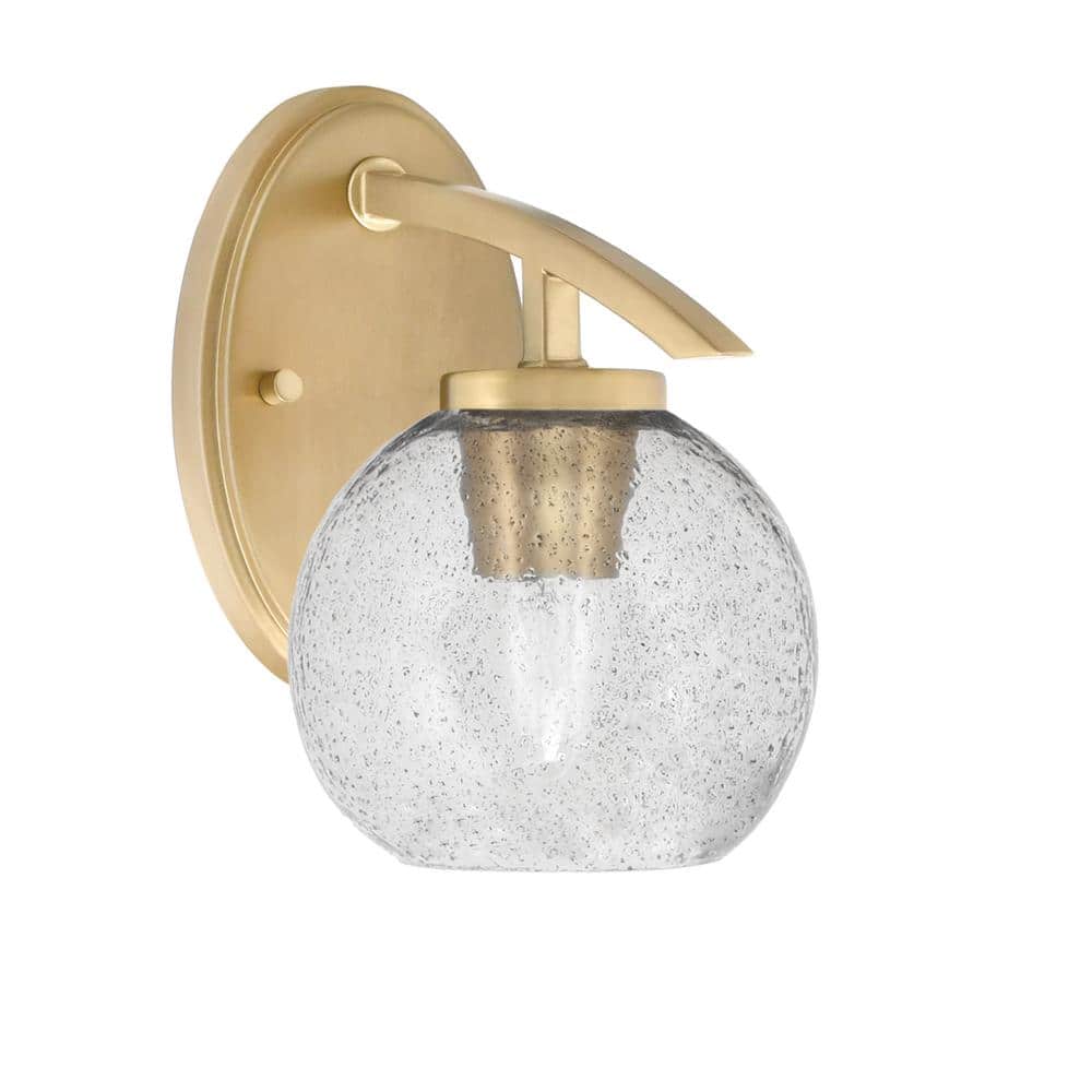 Siena 5.75 in. 1-Light New Age Brass Sconce with 5.75 in. Smoke Bubble Glas