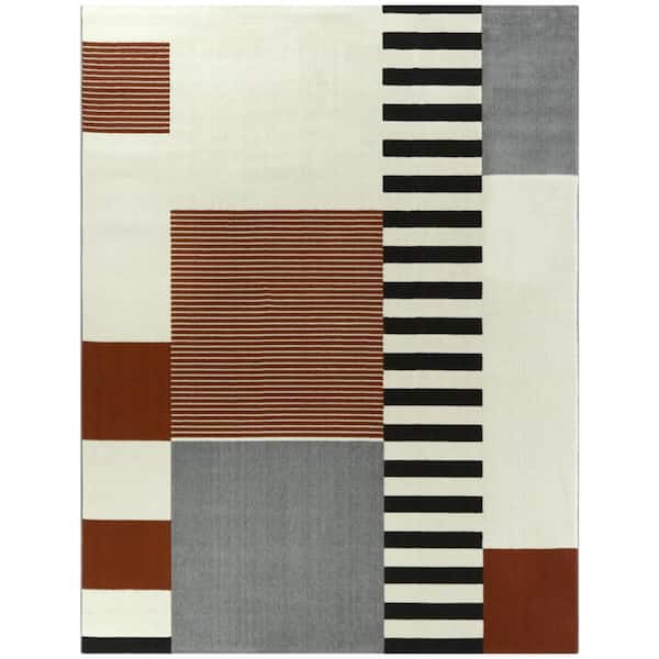 BALTA Bailey Burnt Orange 9 ft. x 12 ft. Geometric Area Rug