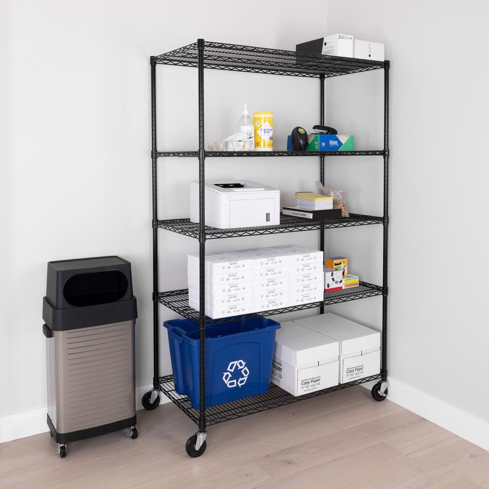 UltraDurable Black Adjustable Steel Wire Shelving Unit, 5-Tier