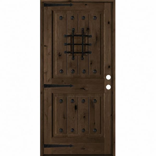 Krosswood Doors 36 in. x 80 in. Mediterranean Knotty Alder Sq. Top