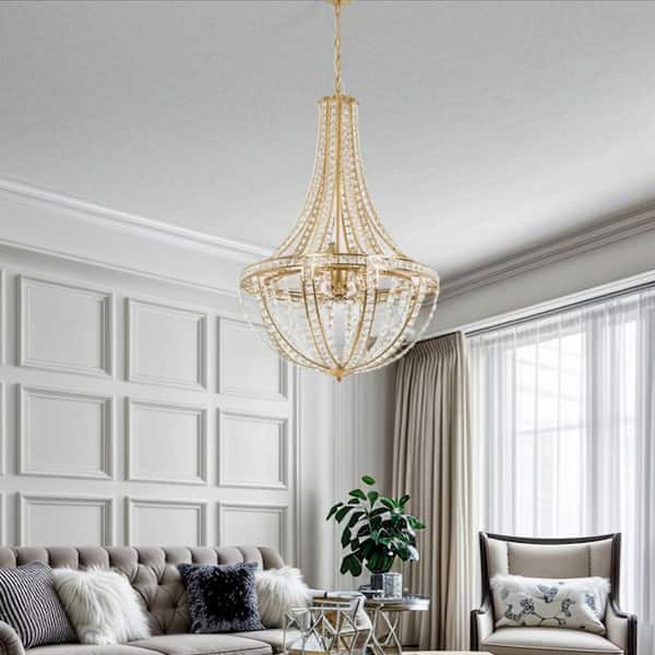 Cheyenne 9-Light Brass Unique/Statement Empire Chandelier with Crystal Accents