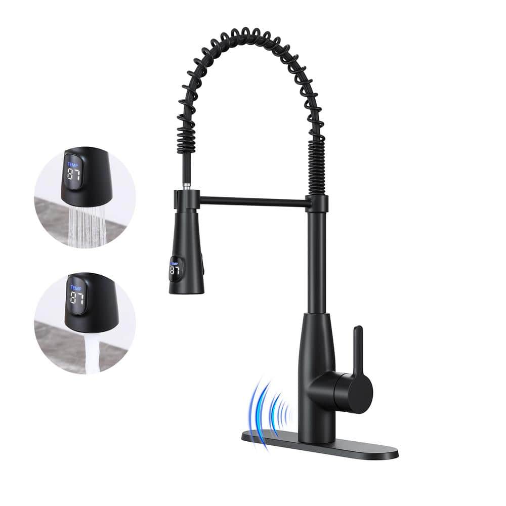Matte Black Stainless Steel Pull Down Sprayer Kitchen Faucet
