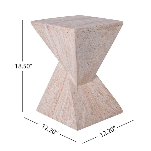 H&O × Geek Field _ ML SideTable CHRISTOPHER KNIGHT HOME Westfield Modern Patio Beige Marble Finish