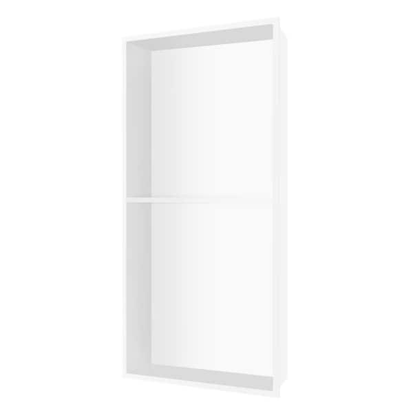 12 in. W x 24 in. H x 4 in. D Bathroom Shower Niche Double Shelf Niche Over Mount Installation in White
