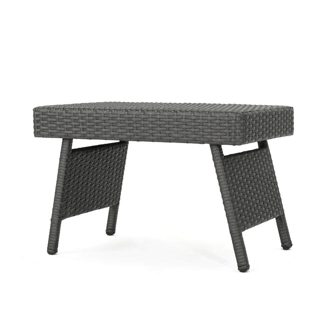 Outdoor PE Wicker Side Table Suitable for Garden Patio Backyard Can Match w