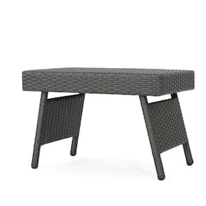 Outdoor PE Wicker Side Table Suitable for Garden Patio Backyard Can Match with Any Gray