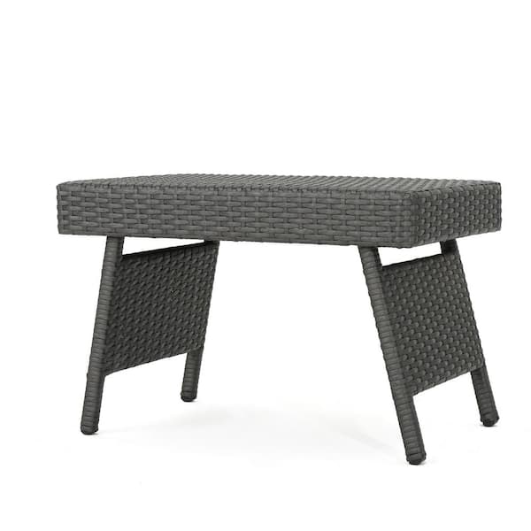 TANKY TRADING INC Outdoor PE Wicker Side Table Suitable for Garden Patio Backyard Can Match with Any Gray