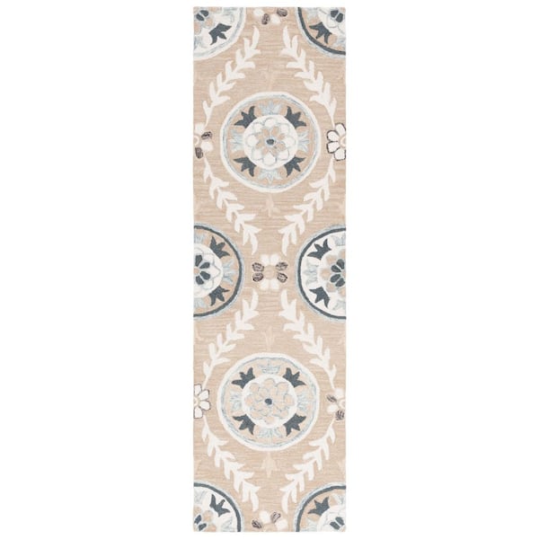 Jardin 2 ft. x 8 ft. Beige/Ivory Geometric Abstract Runner Rug